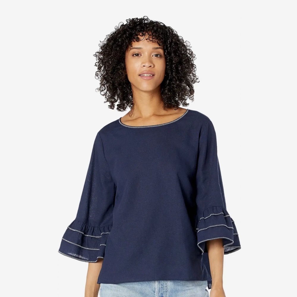 NIC & ZOE | NWT! Ink linen popover blouse, sz XL